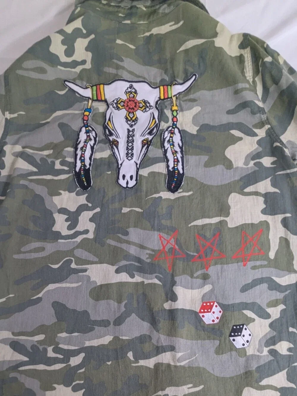 Lauren Moshi Anaya Button Up Shirt Camo Longhorn Lips Size Small